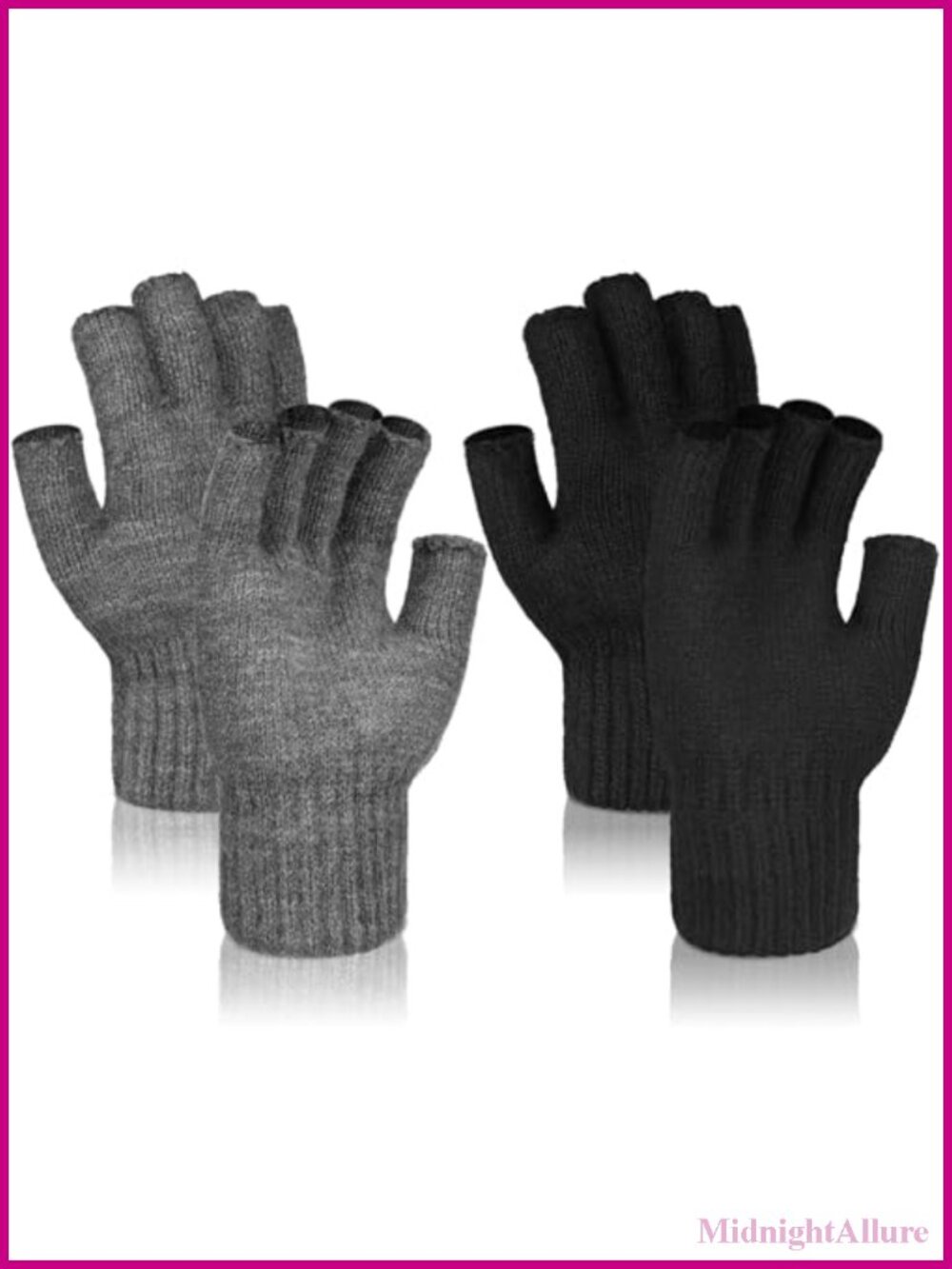 Alpaca Fingerless Gloves Unisex Knit Half Finger Typing Warm Winter